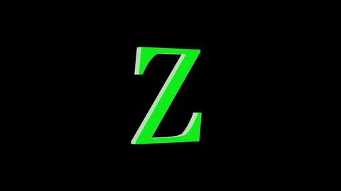 3d Z letter logo loopable green color black background Illustrazione stock