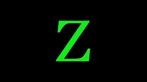 3d Z letter logo loopable rotated green color black background Stock Illustration