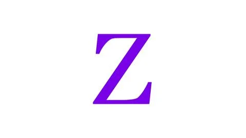 3d Z letter logo loopable rotated purple color white background Stock Illustration