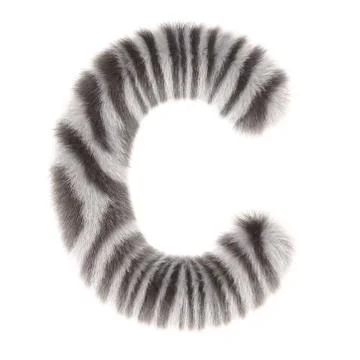 3d Zebra creative cute cartoon fur letter C Stock Illustration