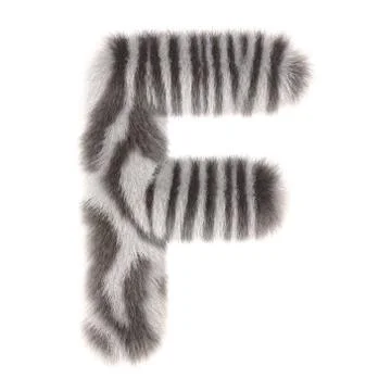 3d Zebra creative cute cartoon fur letter F Stock Illustration