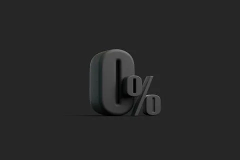 3D Zero Percent Symbol on Dark Background 库存插图