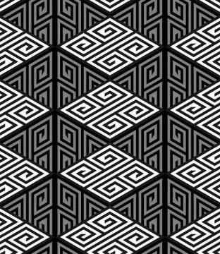 3D Zig Zag Cube Holes, Op Art Vector Seamless Pattern Illustrazione stock