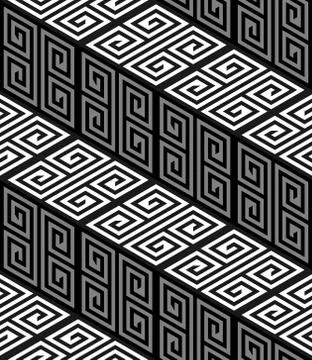 3D Zig Zag Stairs, Op Art Vector Seamless Pattern イラスト素材