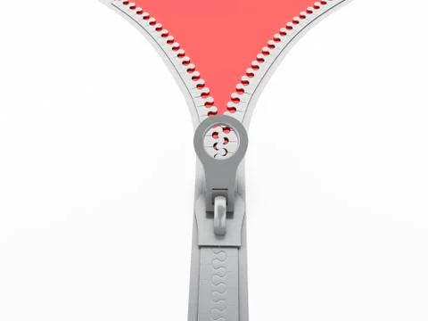 3d Zipper open on white background. 스톡 일러스트