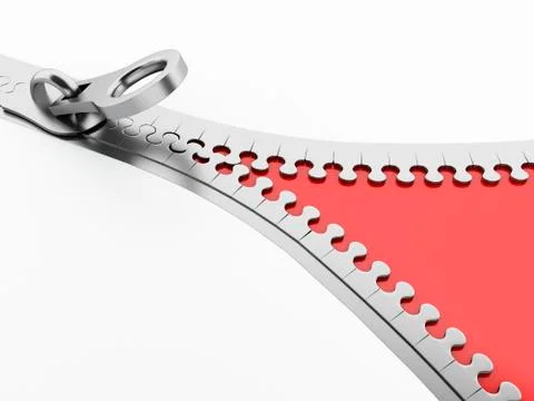 3d Zipper open on white background. 库存插图