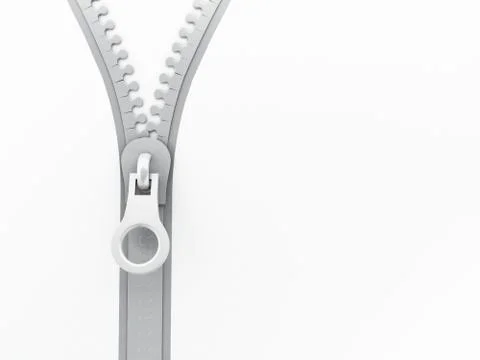 3d Zipper open on white background. イラスト素材