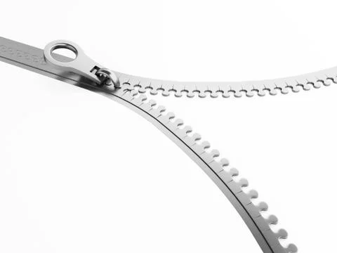 3d Zipper open on white background. 库存插图