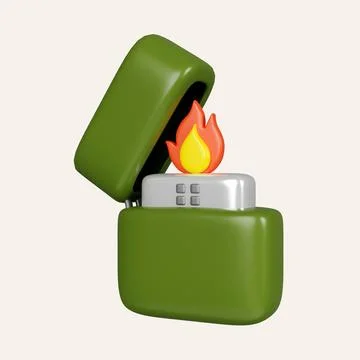3d Zippo lighter. elements for camping, hiking , summer camp, traveling, trip Stock Illustration