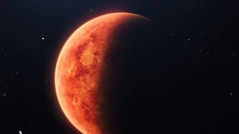3D Zooming Out Reddish Planet Venus With Moon Vidéo 265236261