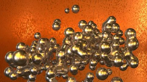3DAbstract Liquid silver object,with golden background,3D Render,3D Illustration Stock Illustration