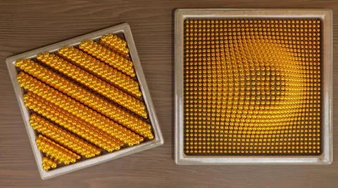 3DAbstract wave pattern Golden Ball Particle,silver metallic frame,wooden back Stock Illustration