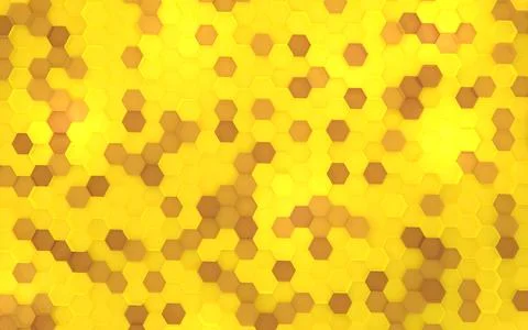 3DCG Abstract Irregularly aligned hexagons Image of honeycomb, true overhead Stock Illustration