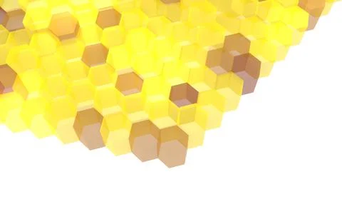3DCG Abstract Irregularly aligned hexagons Image of honey with copy space Stock Illustration