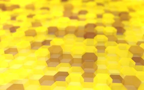 3DCG Abstract Irregularly aligned hexagons Image of honeycomb Stock Illustration
