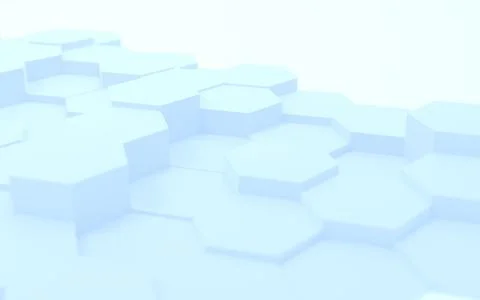 3DCG Abstracts Irregularly aligned hexagons Images of chemistry, molecules and Stock Illustration