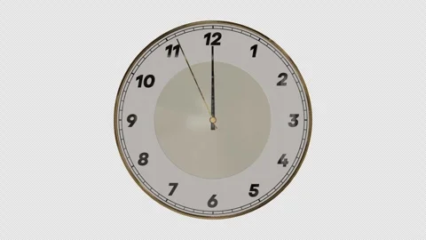 3DCG of clock hands moving from 11:59:50 to 12:00:10 Stock Footage 345416994