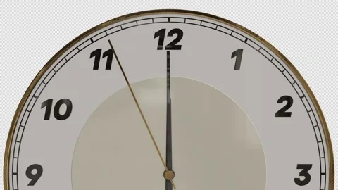 3DCG of clock hands moving from 11:59:50 to 12:00:10 Stock Footage 345417084