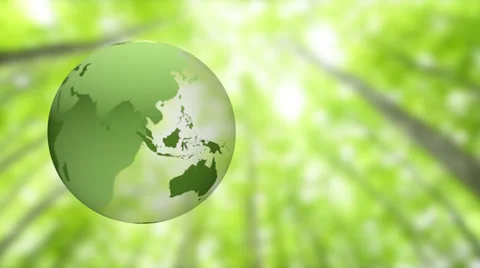 3DCG Earth rotation with green tree back Stock Footage 39388902