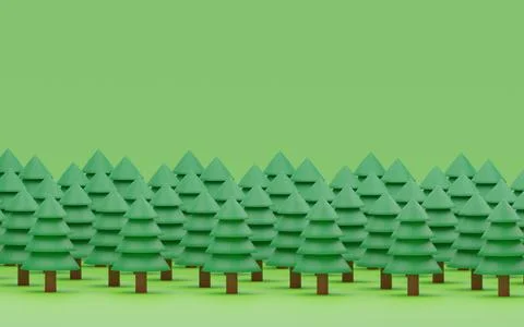 3DCG Forest of coniferous trees and cedar, with copy space Stock-Illustration