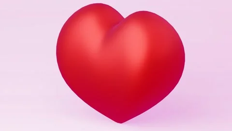 3DCG loop animation for Valentine's Day, red heart rotating 360 degrees. Stock Footage 195059122