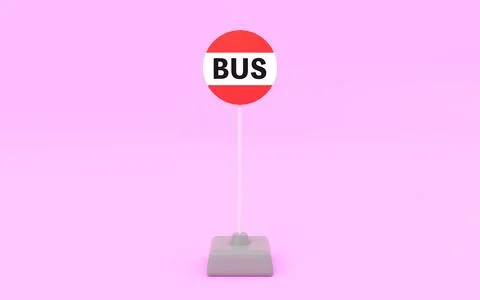 3DCG Simple bus stop (pink background), front Stock Illustration