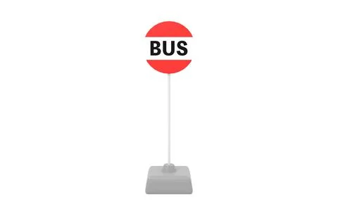 3DCG Simple bus stop (white background), front Stock Illustration