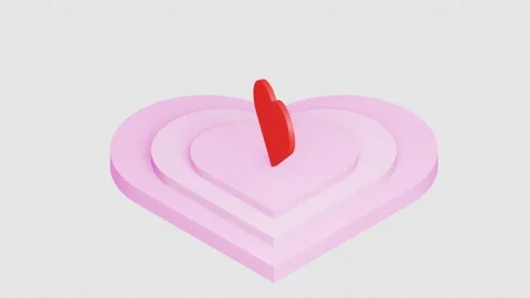 3DCG simple heart loop animation spinning on a base Stock Footage 195057266