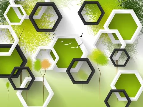 3d,Illustration,Of,A,Green,Background,Image,With,Boxes. Stock Illustration