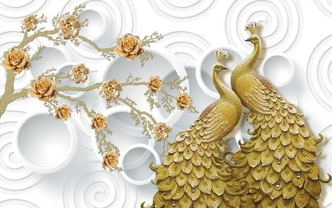 3d,Peacock,Wallpaper-,3d,Illustration Stock Illustration