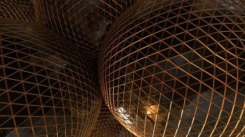 3DRender, modern abstract background,black metallic ball golden triangle texture Illustrazione stock