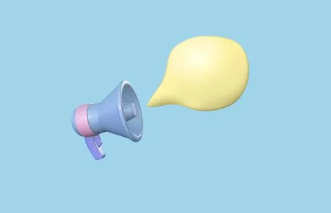 3Drendering megaphone equipment,speech bubble icon Stock Illustration