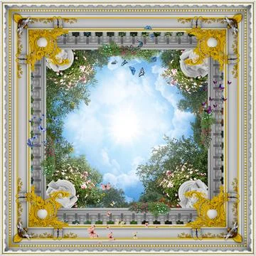 3d,Rendering,Sky,Ceiling,Architecture イラスト素材