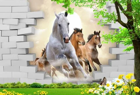 3d,Running,Hourse イラスト素材