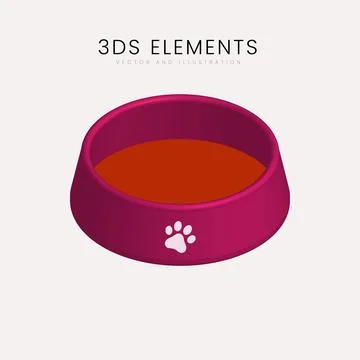 3Ds element, object for dogs. dog food plate 3D vector, illustration Stock Illustration