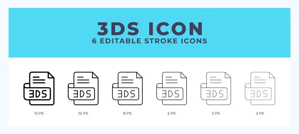 3ds file icon. Editable stroke line icon vector illustration. Stock Illustration