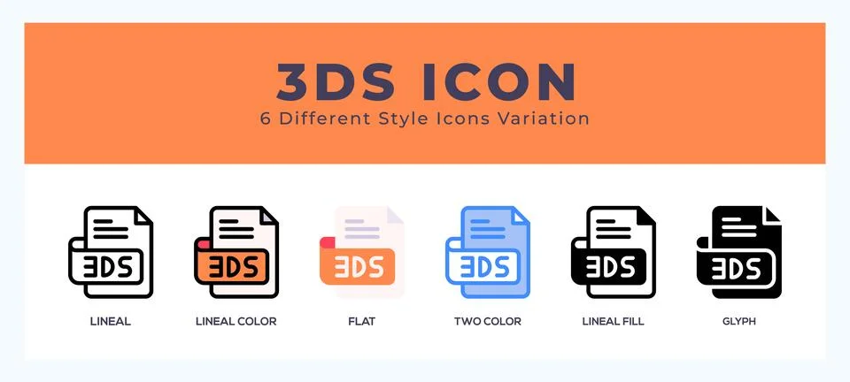 3ds file icon set with different styles. Design elements for logo. Vector i.. Stock Illustration