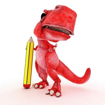 3DS Render of Friendly Cartoon Dinosaur Stock Illustration