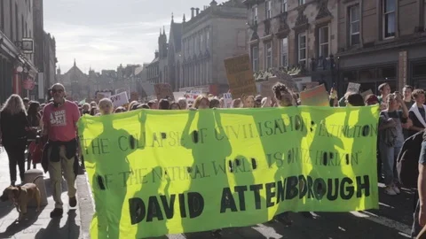 3ed Global Climate Strikes: Climate March Scotland Slow Motion Video stock 117186226