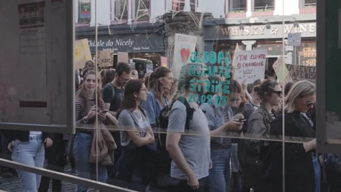3ed Global Climate Strikes: Climate March Scotland Slow Motion Video stock 117186232