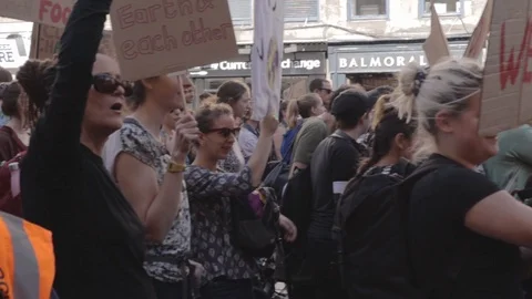 3ed Global Climate Strikes: Climate March Scotland Slow Motion Video stock 117186241