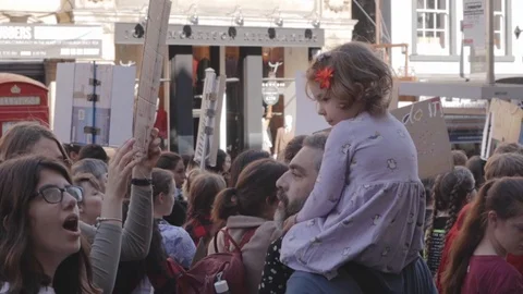 3ed Global Climate Strikes: Climate March Scotland Slow Motion Video stock 117186297