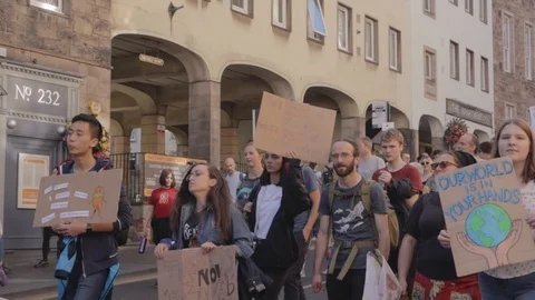 3ed Global Climate Strikes: Climate March Scotland Slow Motion Video stock 117186313