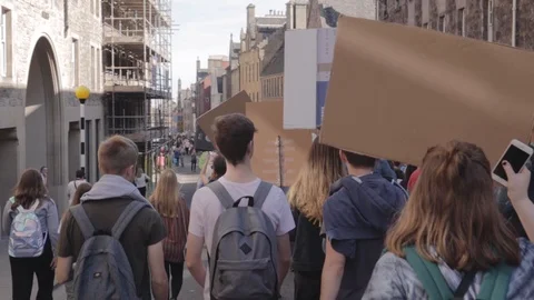 3ed Global Climate Strikes: Climate March Scotland Slow Motion Stock Footage 117186341