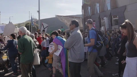3ed Global Climate Strikes: Climate March Scotland Slow Motion Video stock 117186347