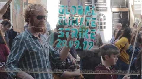 3ed Global Climate Strikes: Climate March Scotland Slow Motion Video stock 117186385