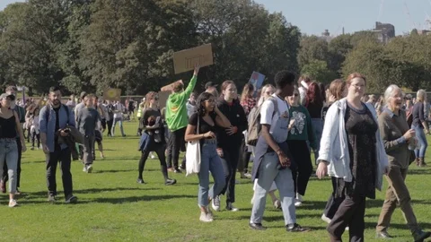 3ed Global Climate Strikes: Climate March Scotland Slow Motion Video stock 117186401