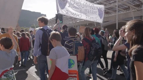 3ed Global Climate Strikes: Climate March Scotland Slow Motion Video stock 117186410
