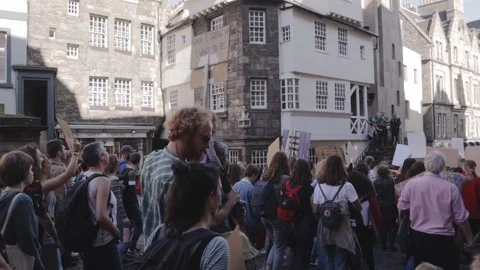 3ed Global Climate Strikes: Climate March Scotland Slow Motion Video stock 117186419