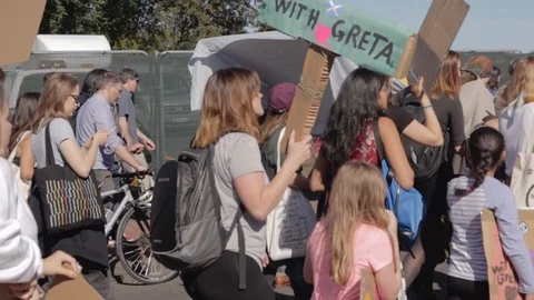 3ed Global Climate Strikes: Climate March Scotland Slow Motion Video stock 117186458